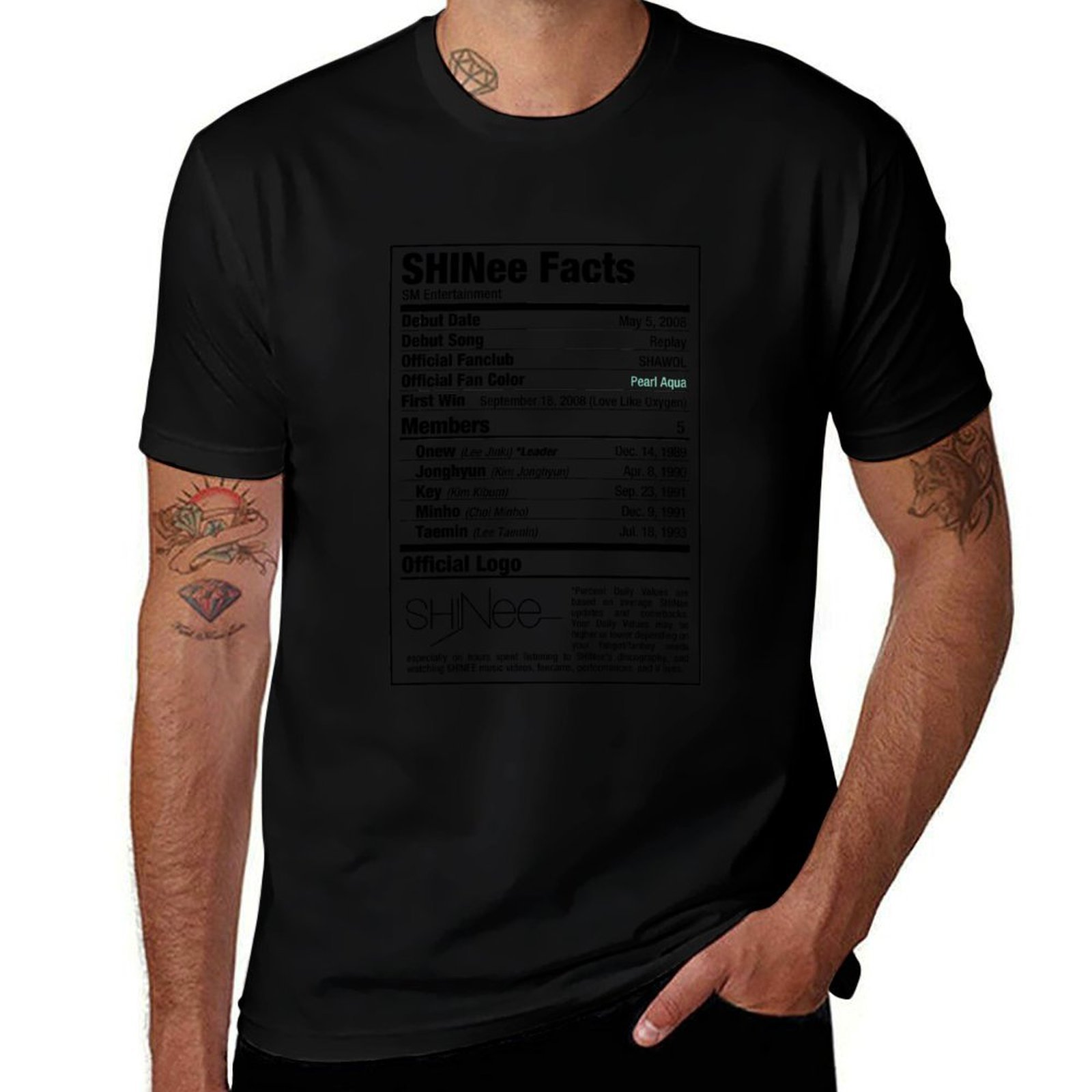 Nutrition Fitness Training - Camiseta SHINee Kpop con Información Nutricional,